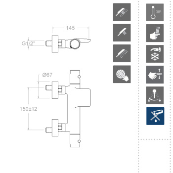 Смеситель термостатический Ramonsoler Tzar для ванны (каскад) с душевым комплектом 343901TR