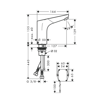 Смеситель для раковины Hansgrohe 31172000 электронный, хром