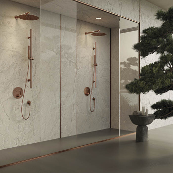 Смеситель для душа термостат Newform X-steel 316 на 2 источника, переключение - кнопки, для 27751, PVD Brushed copper bronze 70426EX.59.067