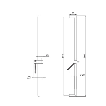 Душевая штанга Fantini Milano 90см с держателем и шлангом 150см, матовая оружейная сталь 86 P5 9247