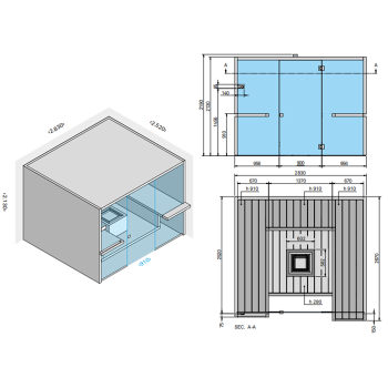 Био-Сауна Effegibi Air 120 283x252xh213, отделка осина натуральная, BI 90 12 0001