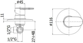 Смеситель для душа Paffoni Candy CA010CR (с внутренней частью)