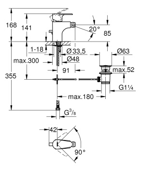 Смеситель для биде Vigour by GROHE с донным клапаном 75147826