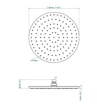 Верхний душ THG G00-F31-280EP soft matt gold