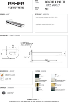 Излив настенный Remer Infinity 18см 91IBG