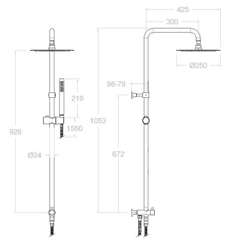 Душевая система Ramonsoler без смесителя T20002RM250