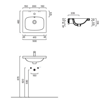 Раковина 50×46 Catalano Alvea с 1 отверстием Bianco lucido 0620501001