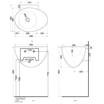 Раковина подвесная Cielo Le Giare LGLS56SF CP 56 см розовый