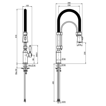 Смеситель для кухни Fima Carlo Frattini Kitchen ручной душ 2 режима, вращающийся излив, хром F7030CR
