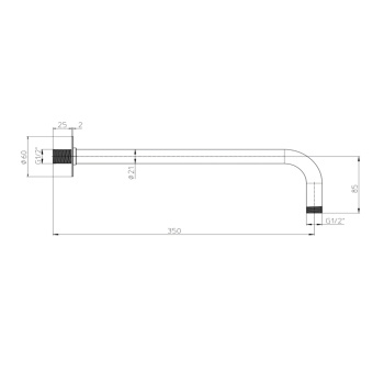 Держатель для душа Bossini Nobu из нерж.стали на 90&deg; &Oslash; 21 х 350 мм 1/2&rdquo;MM c фланцем....цвет Mat brushed S.S.