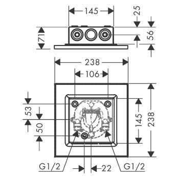 Axor ShowerSolution Верхний душ, 250x250мм, 1jet, потолочный монтаж, цвет: хром 35309000