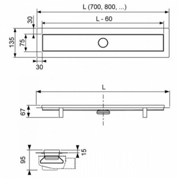 Душевой лоток Tece Tecelinus 15100080 80 см комплект