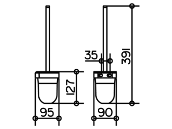 Туалетный ершик Keuco City.2 2764010100 с пластиковой белой колбой, хром