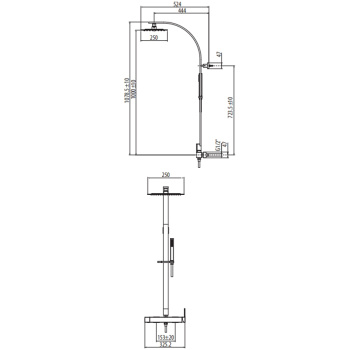 Смеситель для душа Gattoni Color Cube душевая колонка с верхним душем 250 ,ручная лейка, хром 8595/PDC0cr