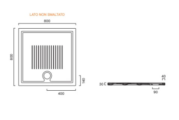 Душевой поддон 80×80 Catalano H3 Ceramic Bianco lucido 7040880001