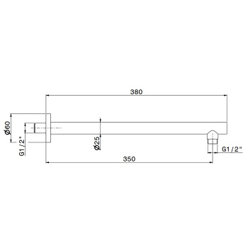 Кронштейн для верхнего душа Newform X-steel 316 настенный., L=350, G1/2, INOX 29390X.50.050