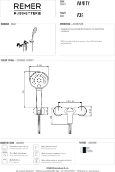 Смеситель для душа Remer Vanity  хром V38