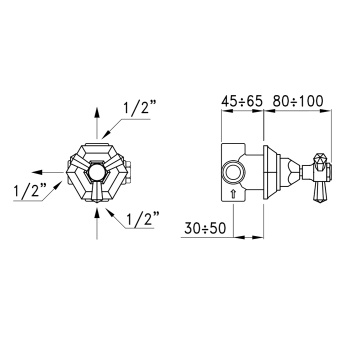Встраиваемый переключатель для душа Stella Eccelsa 0/153 на 2 выхода, золото EC 01202 AU00