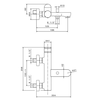 Смеситель для ванны OLE настенный с дивертором ванна/душ Kerama Marazzi без лейки, золотой атласный 69440KM.M0.071