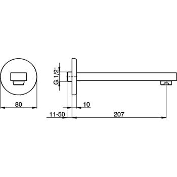 Излив Cisal Roadster настенный, 207 мм для ванны, хром RR00024021