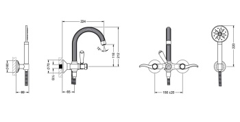 Смеситель для ванны Jorger Cronos 637.20.107.000 с душевым гарнитуром chrome