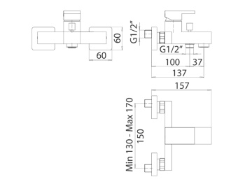Смеситель для ванны настенный Mamoli FEEL 1840PD40D221