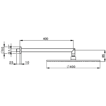 Верхний душ Cisal Shower D400 мм с настенным держателем L400 мм, хром DS01361021