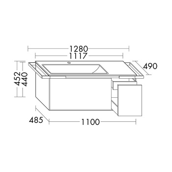 Burgbad Yso Комплект подвесной мебели 128x49x45 см с керамическим умывальником, 2-мя полотенцедержателями, цвет: светло-серый глянцевый SFAC111 L F2155 C0001*1