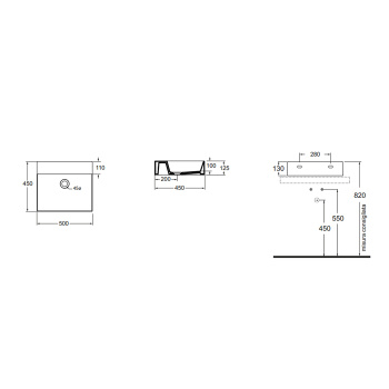 Раковина подвесная Azzurra Elegance Squared 50х45см без отв. под смеситель, белый ELLP050450Q0BI/(EQA50 bi)*0
