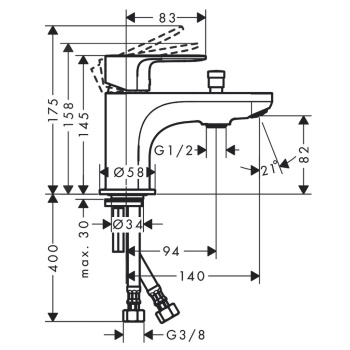 HG Rebris E Смеситель для ванны и душа Monotrou, однорычажный, с 2 режимами расхода воды, хром