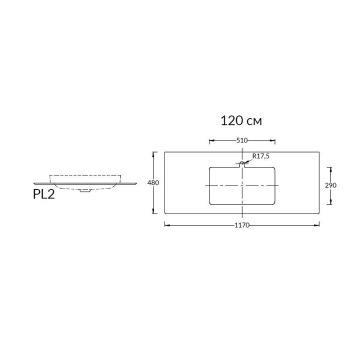 Столешница из керамогранита Kerama Marazzi Plaza Фондамента 120, серая PL2.DL500920R\120