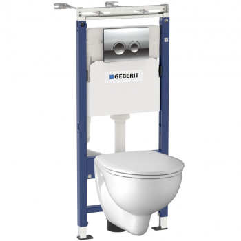 Унитаз с инсталляцией Geberit Duofix Plattenbau 458.122.NE.1 с подвесным унитазом NEW ECO микролифт