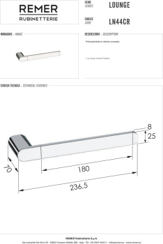 Полотенцедержатель Remer Lounge черный брашированный хром (CFP) LN44CFP