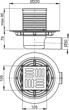 Душевой трап Alcaplast APV1321 с решеткой хром