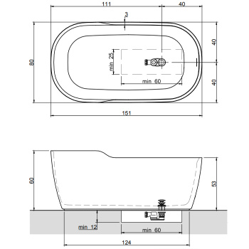 Ванна из искусственного камня Antonio Lupi Funny West 151x80 FUNNY WEST