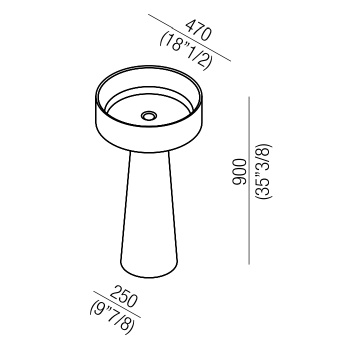 Раковина Agape Bjhon 47, без отв., с колонной, выпуск в пол, мрамор Carrara, белый ACER1081FMC *0