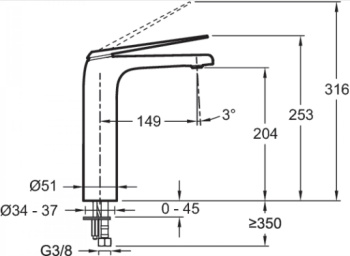 Смеситель для раковины Jacob Delafon Avid E97347-BN никель