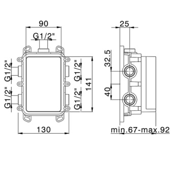 Монтажная коробка для встраивания для термостатических или однорычажных Cisal Vita 1,2 или 3 выходов ZA00B03004