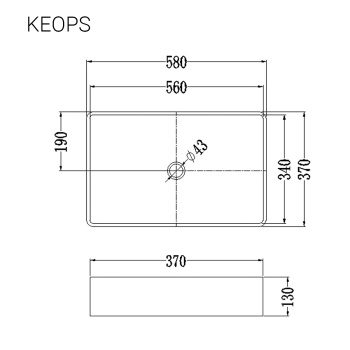 Раковина STARO KEOPS BLANCO BRILLO 58х37х13 накладная белая глянцевая С0005281