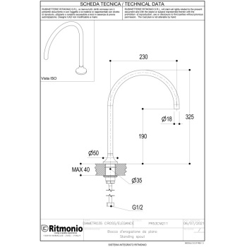 Настольный излив для раковины Ritmonio Diametro35 Cross хром PR53CM211CRL