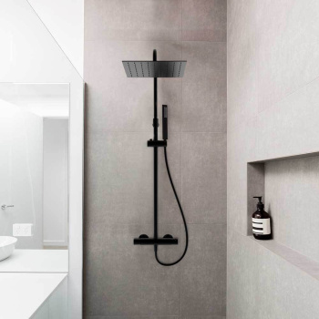 Душевая система Ramonsoler Urban Chic термостатическая без излива с регулировкой высоты чёрный 215401RK300NM