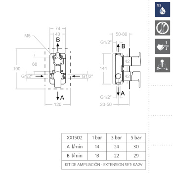 Смеситель для душа Ramonsoler RS-Q встраиваемый на 2 выхода 931502S
