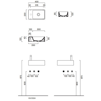 Раковина Catalano Premium 40x23, с 1 отв, Cemento Satinato 220411023