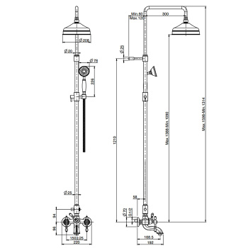 Душевая стока Fima Carlo Frattini Epoque верхний душ 20, со смесителем, держателем и ручным душем, золото F5054/2OR