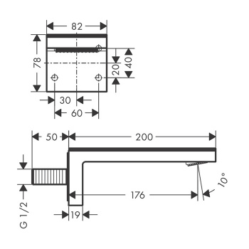 Axor MyEdition Излив для ванны, настенный 200мм, цвет: хром/черное стекло 47410600