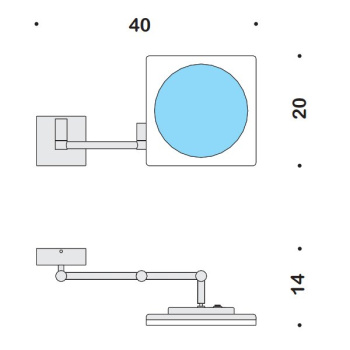 Зеркало косметическое Colombo Complementi подвесное, х3, подсветка, хром B9756.CR