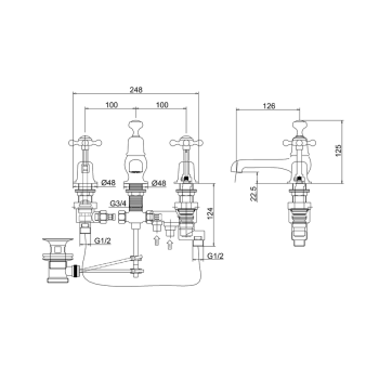 Смеситель для раковины Burlington T26 BLA черный\хром