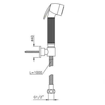 Гигиенический душ Nicolazzi Doccia шланг 100см, с держателем, raw brass живой 5523OG