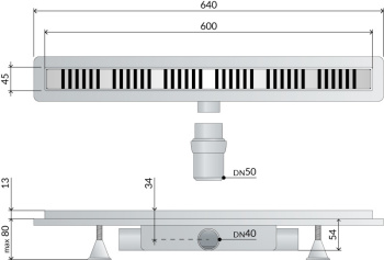 Дренажный канал OMP Tea Renova Eco 4943.876.8 60 см хром