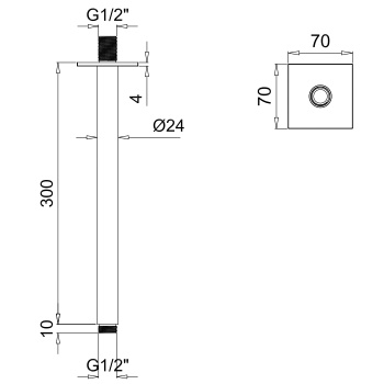 Держатель верхнего душа потолочный Almar 30 с квадратным отражателем, brushed nickel E021108.NB